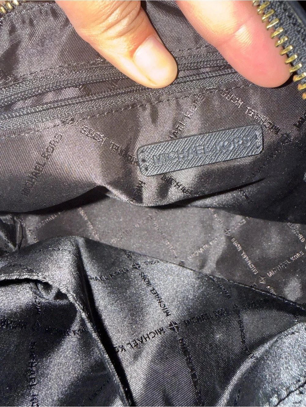 Michael Kors Black Leather Crossbody with Gold Chain Strap